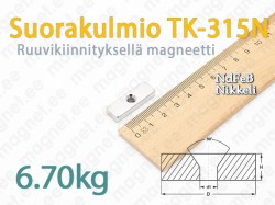 Ruuvikiinnityksellä magneetti, Suorakulmio TK-315N, Nikkeli
