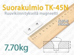 Ruuvikiinnityksellä magneetti, Suorakulmio TK-45N, Nikkeli