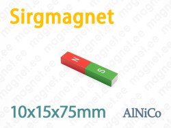 Sirgmagnet 10x15x75mm, AlNiCo magnet