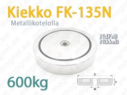 Sisäkierteellä magneetti Kiekko FK-135N, Metallikotelolla