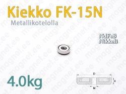 Sisäkierteellä magneetti Kiekko FK-15N, Metallikotelolla