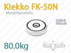 Sisäkierteellä magneetti Kiekko FK-50N, Metallikotelolla