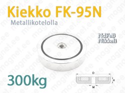 Sisäkierteellä magneetti Kiekko FK-95N, Metallikotelolla