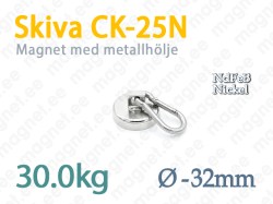 Skivmagnet med karbinhake CK-30N, Nickel