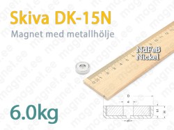 Skivmagnet med centralt hål DK-15N, Metallhölje