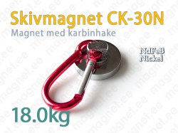 Skivmagnet med karbinhake CK-30N, Nickel