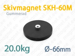 Gummerad med invändig gänga Skivmagnet SK-60M, Svart