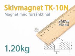 Skivmagnet med försänkt hål TK-10N, Nickel