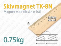 Skivmagnet med försänkt hål TK-8N, Nickel