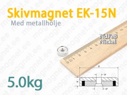 Skivmagnet med försänkt hål EK-15N, Metallhölje