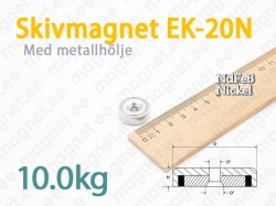 Skivmagnet med försänkt hål EK-20N, Metallhölje