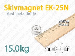 Skivmagnet med försänkt hål EK-25N, Metallhölje