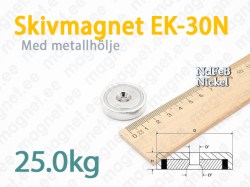 Skivmagnet med försänkt hål EK-30N, Metallhölje