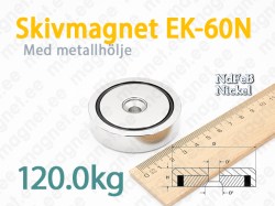 Skivmagnet med försänkt hål EK-60N, Metallhölje