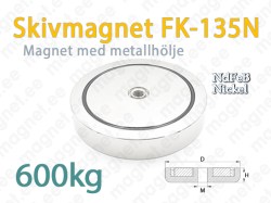 Skivmagnet med invändig gänga FK-135N, Metallhölje