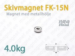 Skivmagnet med invändig gänga FK-15N, Metallhölje