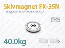 Skivmagnet med invändig gänga FK-35N, Metallhölje