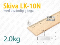 Skivmagnet med utvändig gänga LK-10N, Metallhölje