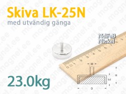 Skivmagnet med utvändig gänga LK-25N, Metallhölje