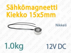 Sähkömagneetti Kiekko 15x5mm, 12V DC, Nikkeli