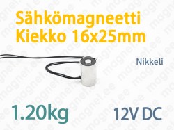 Sähkömagneetti Kiekko 16x25mm, 12V DC, Nikkeli