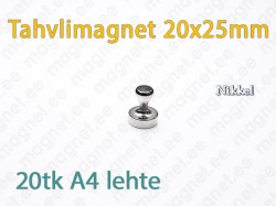 Tahvlimagnet D20x25mm, Metall, Nikkel