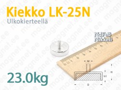 Ulkokierteellä magneetti Kiekko LK-25N, Metallikotelolla