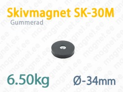 Gummerad med invändig gänga Skivmagnet SK-30M, Svart