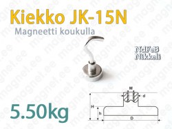 Kiekkomagneetti koukulla JK-15N, Nikkeli