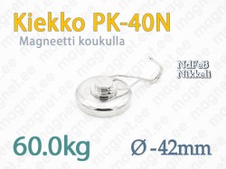 Kiekkomagneetti koukulla PK-40N, Nikkeli