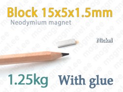 Self-Adhesive Neodymium Magnet Block 15x5x1.5mm