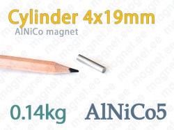 AlNiCo magnet Cylinder 4x19mm, Alnico5