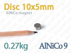 AlNiCo magnet Disc 10x5mm, Alnico9