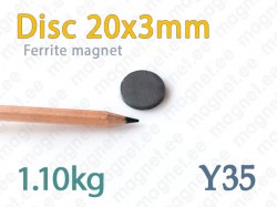Ferrite magnet Disc 20x3mm, Y35