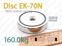 Countersink magnet, Disc EK-70N, Metal casing