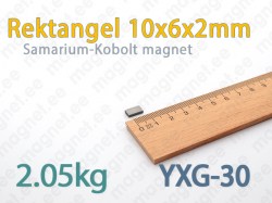 SmCo magnet Rektangel 10x6x2mm, YXG30