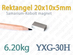 SmCo magnet Rektangel 20x10x5mm, YXG-30H