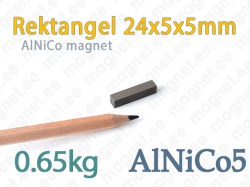 AlNiCo magnet  Rektangel 24x5x5mm, AlNiCo5
