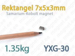 SmCo magnet Rektangel 7x5x3mm, YXG30