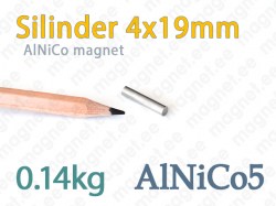 AlNiCo magnet Silinder 4x19mm, AlNiCo5