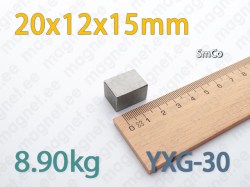 SmCo magnet Plokk 20x12x15mm, YXG-30