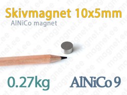 AlNiCo Skivmagnet 10x5mm, AlNiCo9
