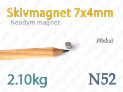 Neodym Skivmagnet 6x2mm, N52, Nickel