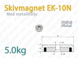 Skivmagnet med försänkt hål EK-10N, Metallhölje