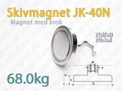 Skivmagnet med krok JK-40N, Nickel