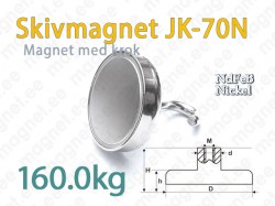 Skivmagnet med krok JK-70N, Nickel