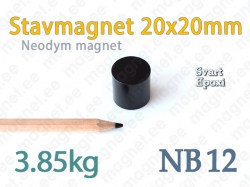 Neodym Stavmagnet 20x20mm, NB12, Epoxy