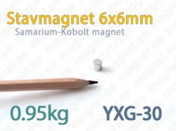 SmCo Stavmagnet 6x6mm, YXG30