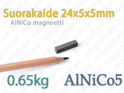 Alnico Suorakaidemagneetti 24x5x5mm, Alnico5