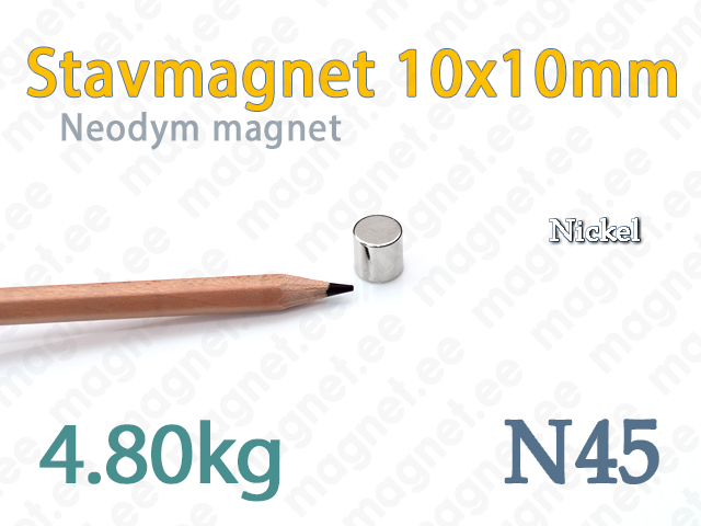 4x25 mm Grade N45 vernickelt Neodym Stabmagnet 